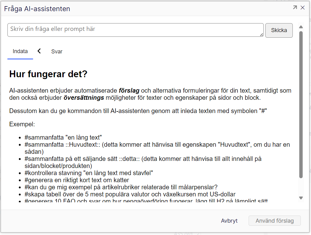 Example Dialog in Swedish